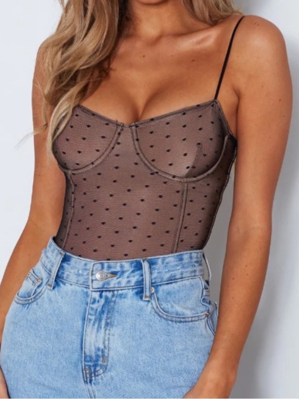 White Fox No Looking Back Mesh Underwire Bodysuit Size XS